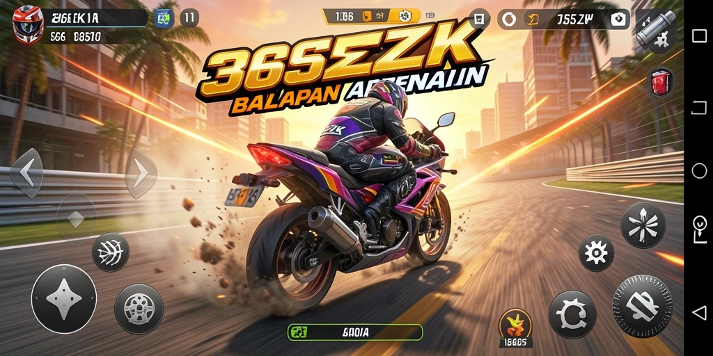 Screenshot gameplay 365ZK menampilkan balapan motor yang mendebarkan.