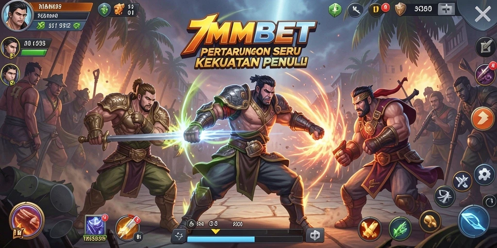 Tampilan gameplay 7MMBET menampilkan pertarungan karakter yang seru.