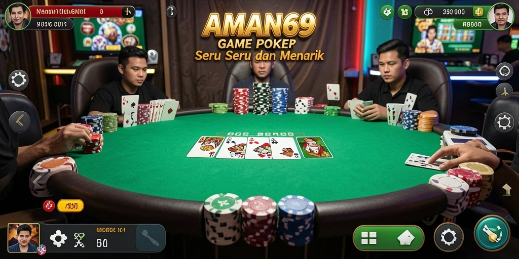 Tampilan menarik dari gameplay Poker di AMAN69.