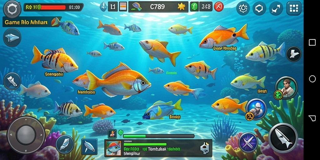 Screenshot utama C789 menampilkan serunya gameplay Tembak Ikan.