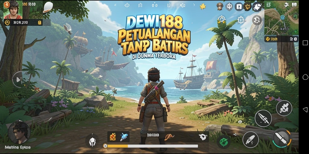 Tampilan aksi seru dalam gameplay DEWI188 di dunia terbuka yang luas.