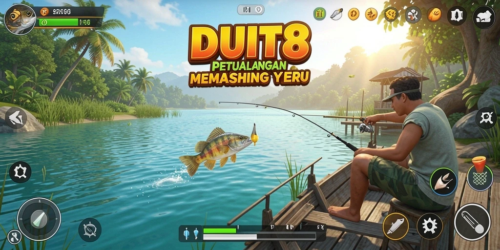 Tangkapan ikan besar dalam gameplay memancing DUIT8.