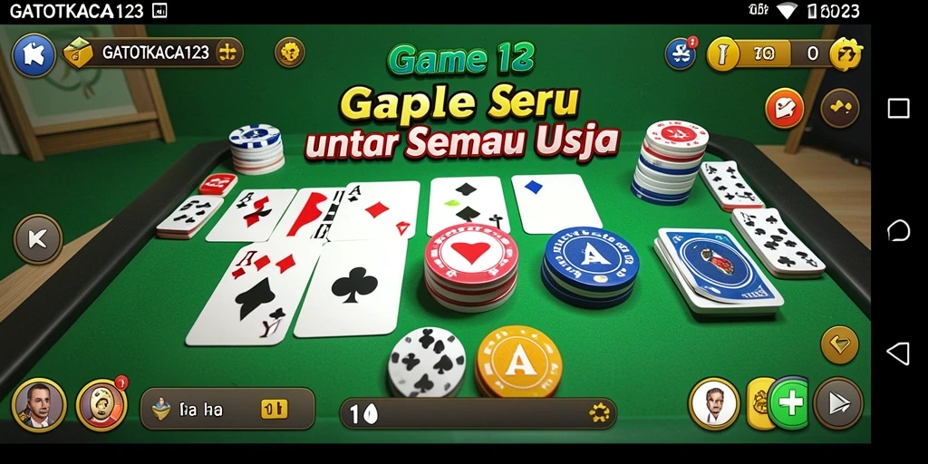 Tampilan gameplay seru GATOTKACA123 dengan kartu Gaple.
