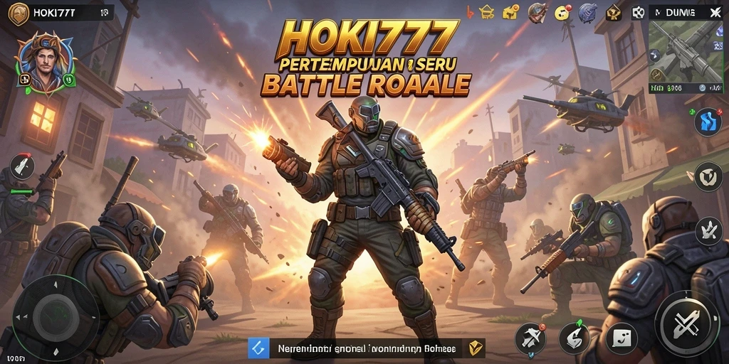 Screenshot HOKI777 menampilkan aksi pertarungan intens dalam arena Battle Royale.