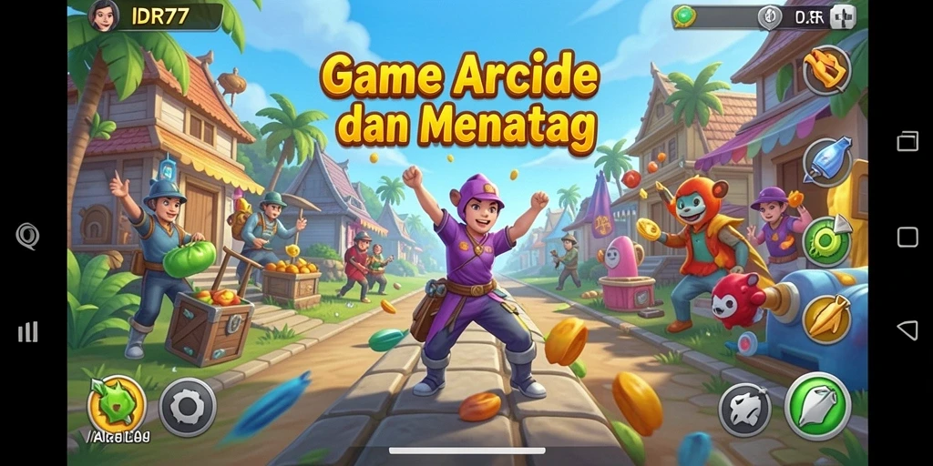 Screenshot permainan IDR77 menampilkan aksi seru dalam gameplay Arcade.
