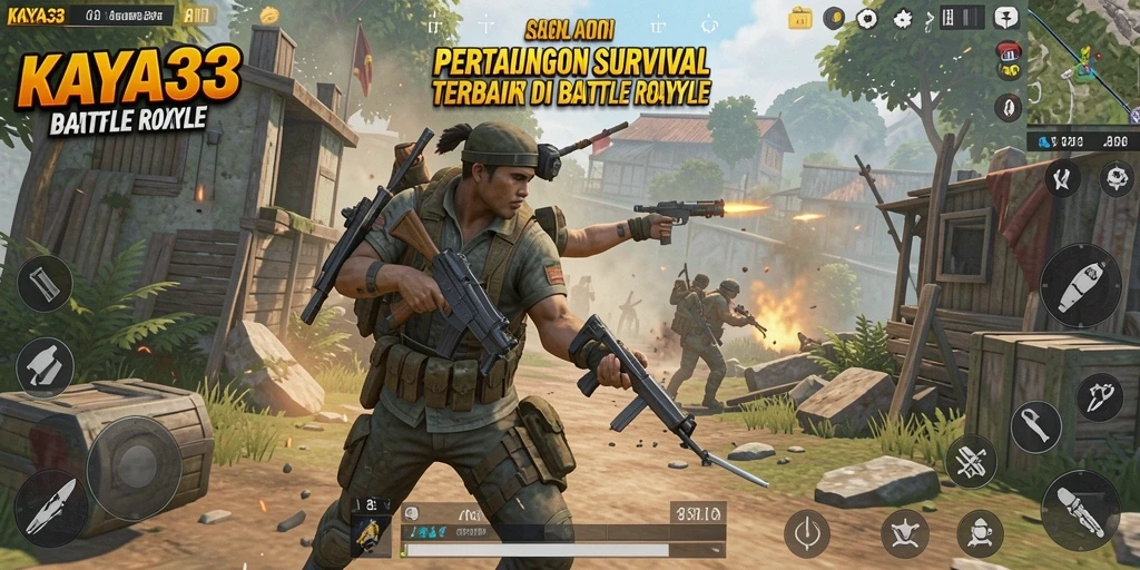 Tampilan dinamis dari gameplay Battle Royale KAYA33 yang mendebarkan.