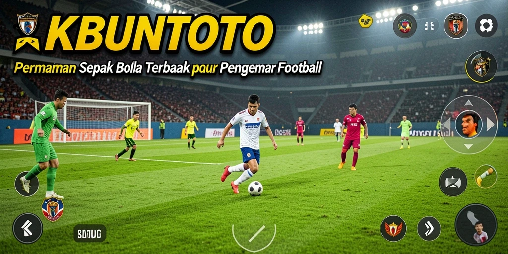 Tampilan gameplay menegangkan di KEBUNTOTO saat berlaga di lapangan sepak bola.