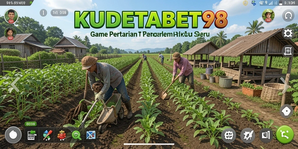 Tampilan gameplay KUDETABET98 yang menampilkan kebun yang subur dan beragam tanaman.