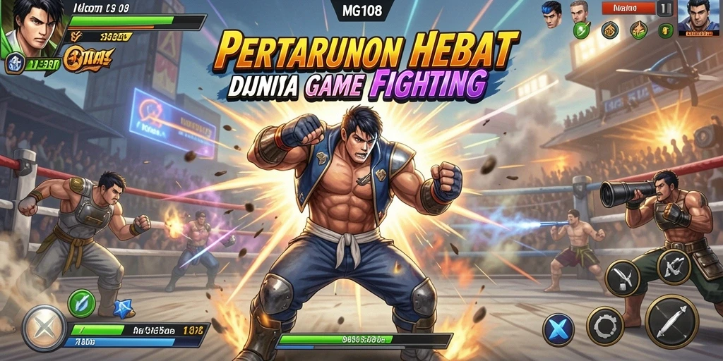 Screenshot MG108 menampilkan pertarungan intens antar karakter Fighting.