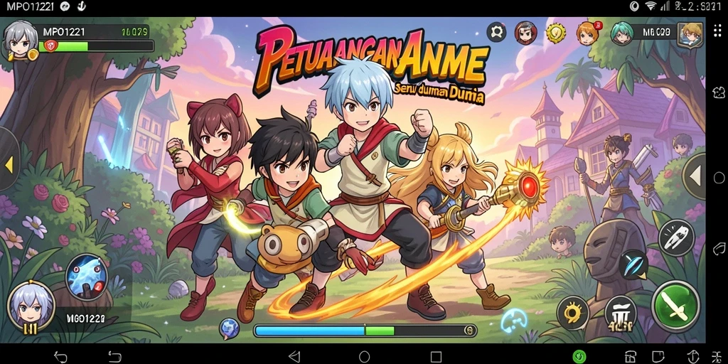 Tampilan seru gameplay MPO1221 yang menampilkan aksi anime.