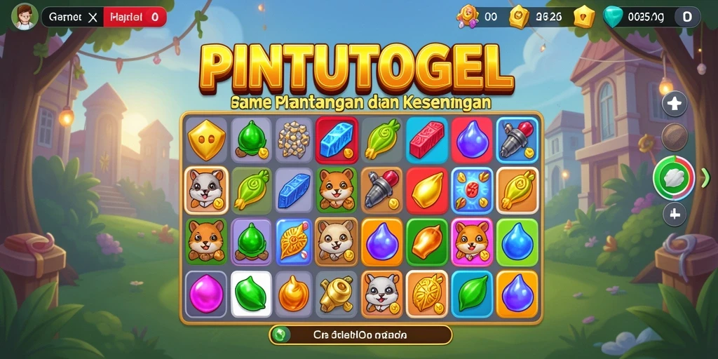 Tampilan gameplay <strong>PINTUTOGEL</strong> yang menarik dengan elemen Match-3.