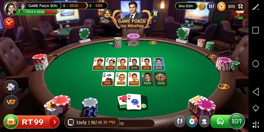 Tampilan gameplay RT99 yang menarik dalam permainan Poker.