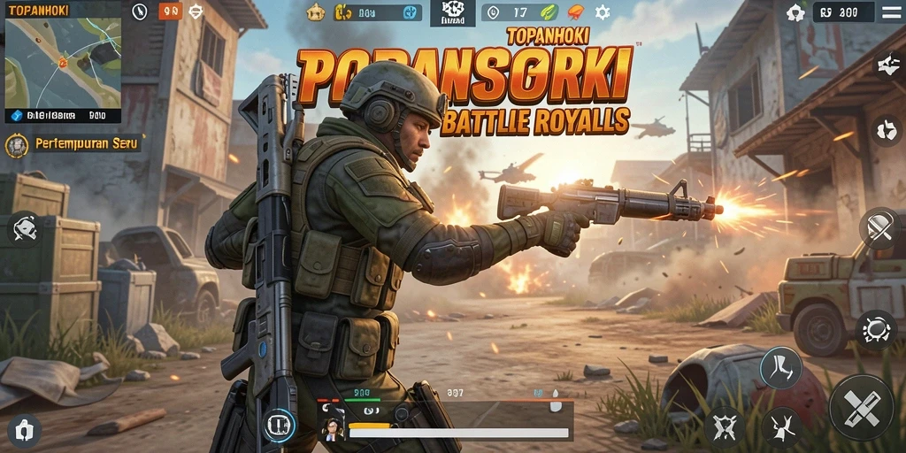 Gameplay seru dari TOPANHOKI dalam dunia Battle Royale.