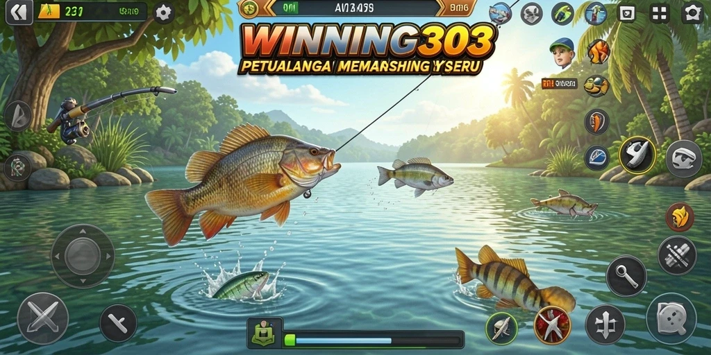 Tangkapan layar gameplay menunjukkan keindahan dan keseruan memancing di WINNING303.